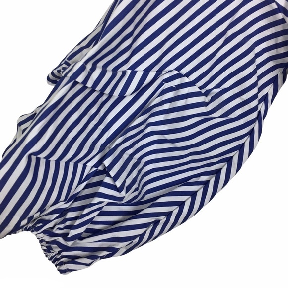 NEW YORK & COMPANY Dress Puff Sleeve Stripe Classic Preppy Pinstripe Medium - Picture 4 of 15